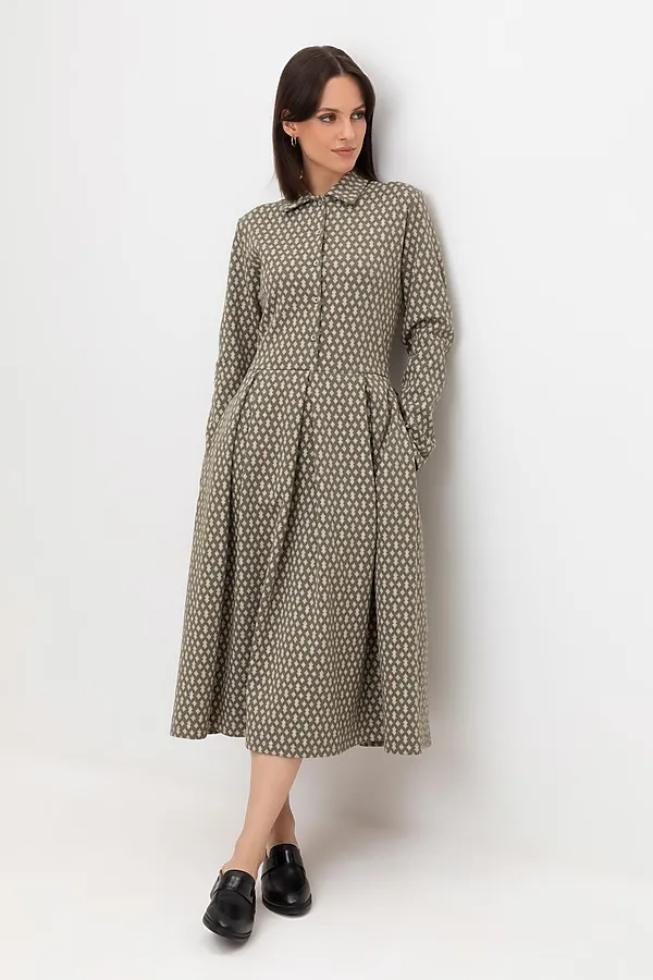 Платье VERY NEAT, оливковый серый,ромбики - фото 1