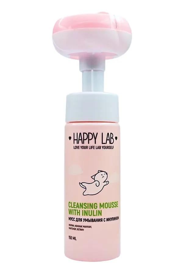 Happy Lab Мусс для умывания с инулином для всех типов кожи, 150 мл KRISTALLER, розовый - фото 1