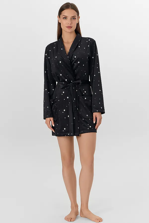 Халат MARK FORMELLE, звезды на черном - фото 1
