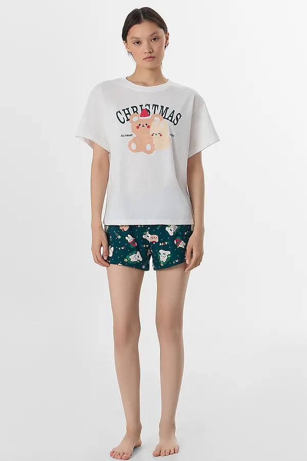 Пижама MARK FORMELLE, белый +зверята на зеленом - фото 1