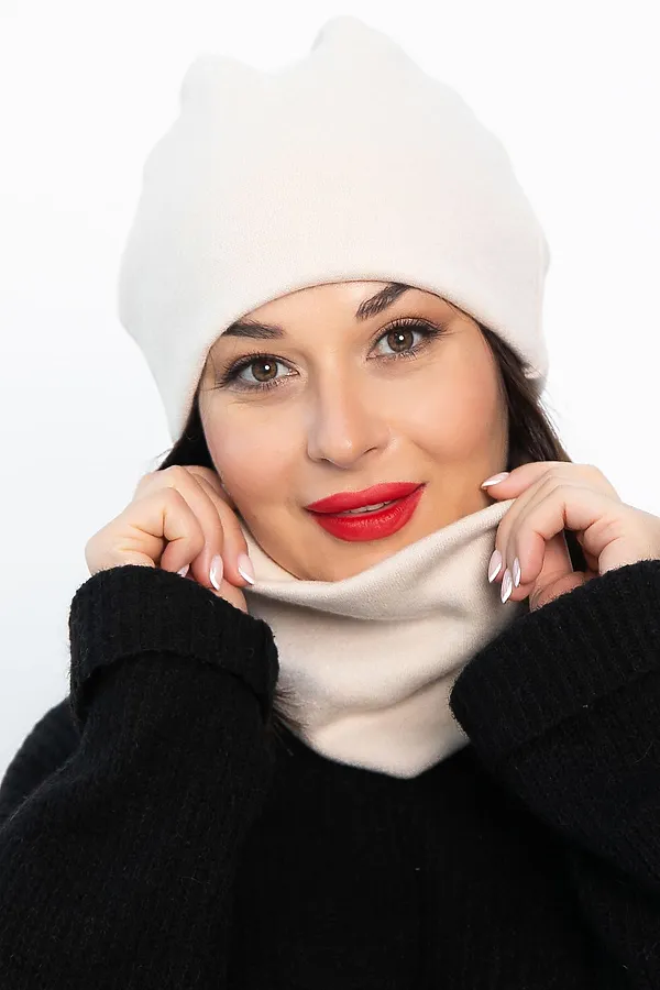 Комплект (Шапка+Снуд) LADY TAIGA, молочный - фото 1