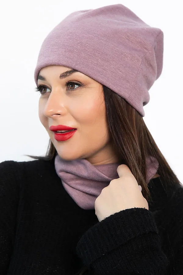 Комплект шапка шестиклинка и снуд LADY TAIGA, ягодный - фото 1