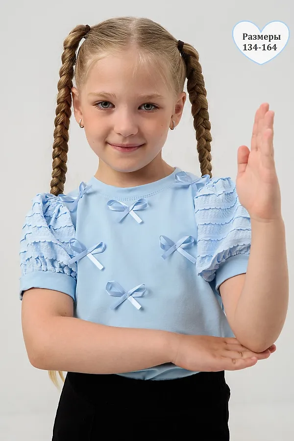 Блузка ЛЕЯ короткий рукав НАТАЛИ, голубой - фото 1