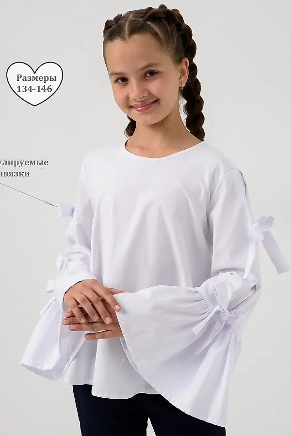 Блузка ЛОРА длинный рукав НАТАЛИ, белый - фото 1