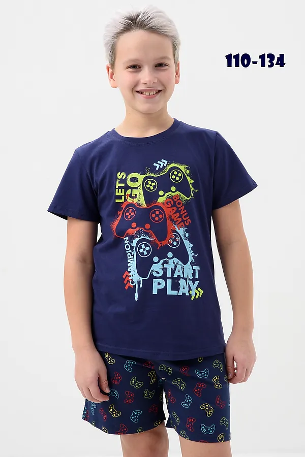 Пижама с шортами Азарт НАТАЛИ, темно-синий - фото 1