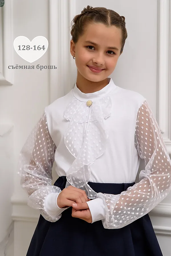 Блузка Олимпия длинный рукав НАТАЛИ, белый - фото 1