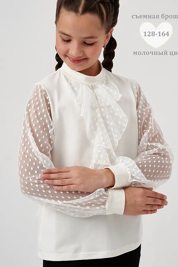 Блузка Олимпия длинный рукав НАТАЛИ, экрю - фото 1