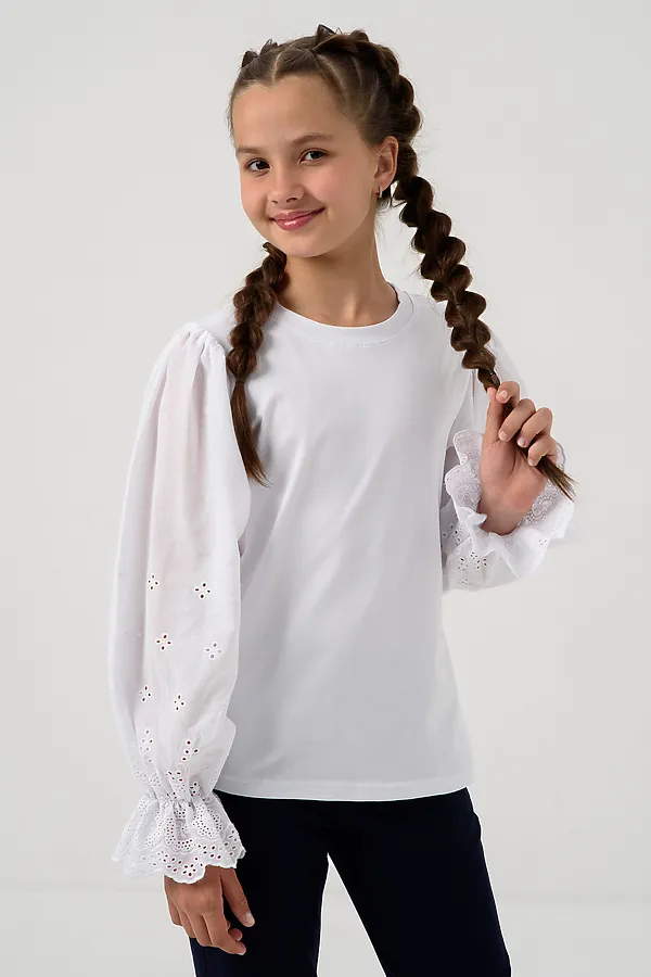 Блузка Евдокия длинный рукав НАТАЛИ, белый - фото 1