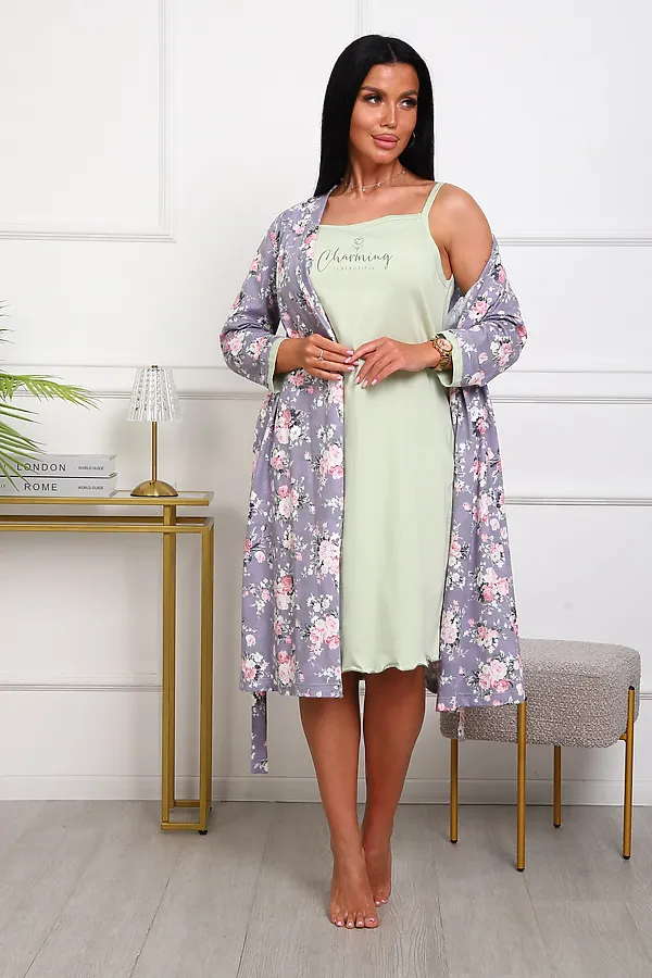 Пеньюар с сорочкой 1089 НАТАЛИ, сиреневый - фото 1