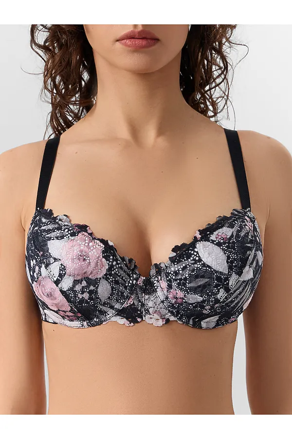 Бюстгальтер MARK FORMELLE, цветы на черном - фото 1