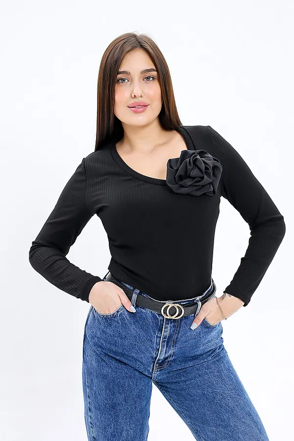 Лонгслив Роза НАТАЛИ, черный - фото 1