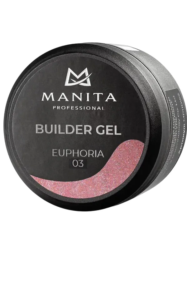 Manita Professional Гель моделирующий для ногтей с хлопьями юки / Builder Gel Euphoria №03, 15 мл KRISTALLER, euphoria №03 - фото 1