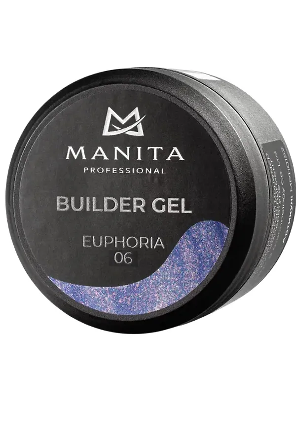 Manita Professional Гель моделирующий для ногтей с хлопьями юки / Builder Gel Euphoria №06, 15 мл KRISTALLER, euphoria №06 - фото 1