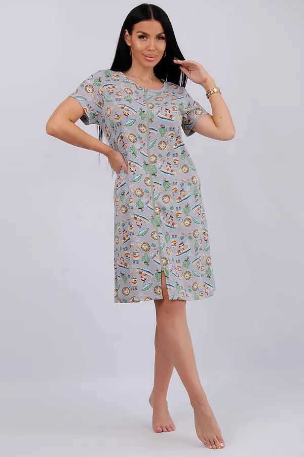 Халат Красотка НАТАЛИ, серый - фото 1