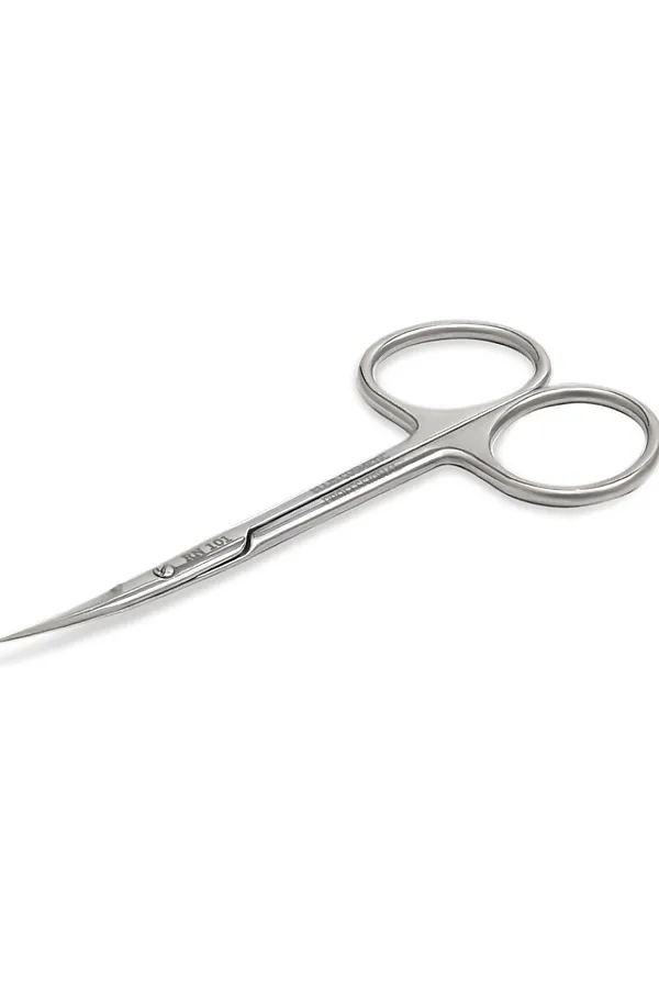 Ellis Cosmetic Ножницы маникюрные для кутикулы изогнутые / RN 101, глянцевые, ручная заточка, 10,5 см KRISTALLER, серебристый - фото 1