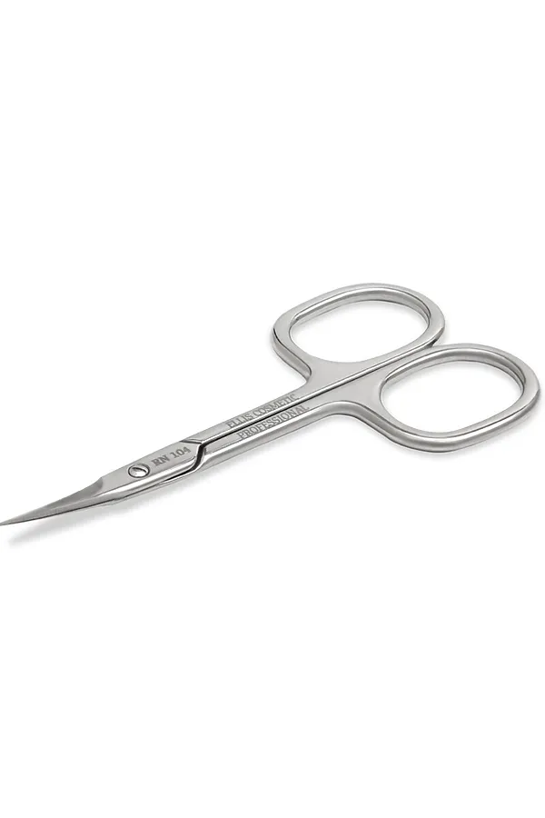 Ellis Cosmetic Ножницы маникюрные для кутикулы изогнутые / RN 104, глянцевые, ручная заточка, 9,3 см KRISTALLER, серебристый - фото 1