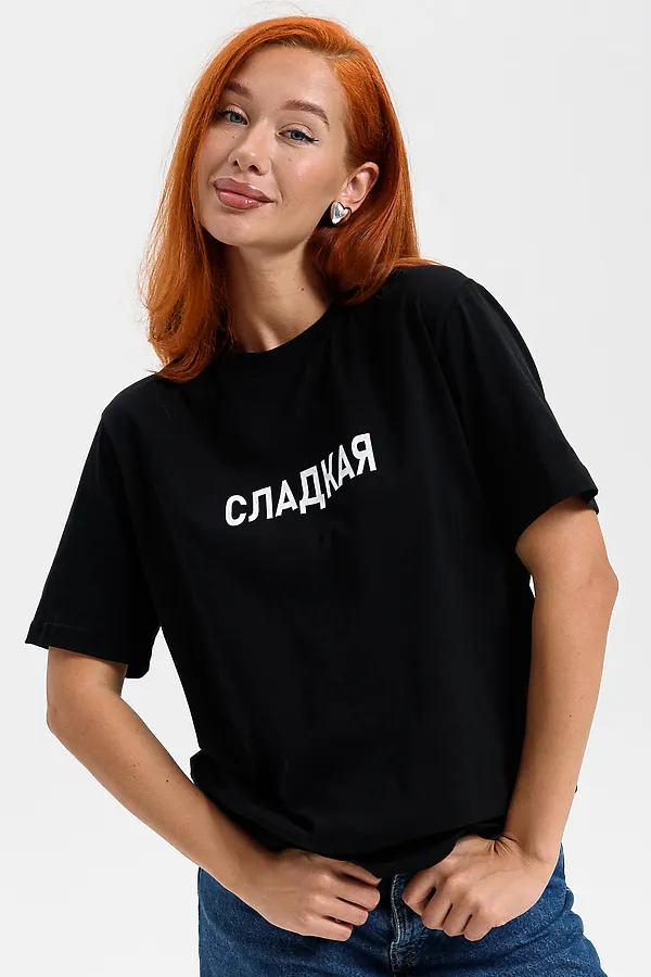 Футболка 8540 НАТАЛИ, черный+сладкая - фото 1