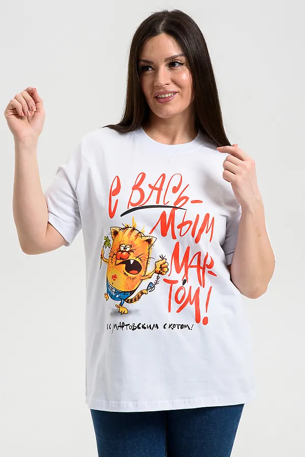 Футболка 8540 НАТАЛИ, белый+вась - фото 1