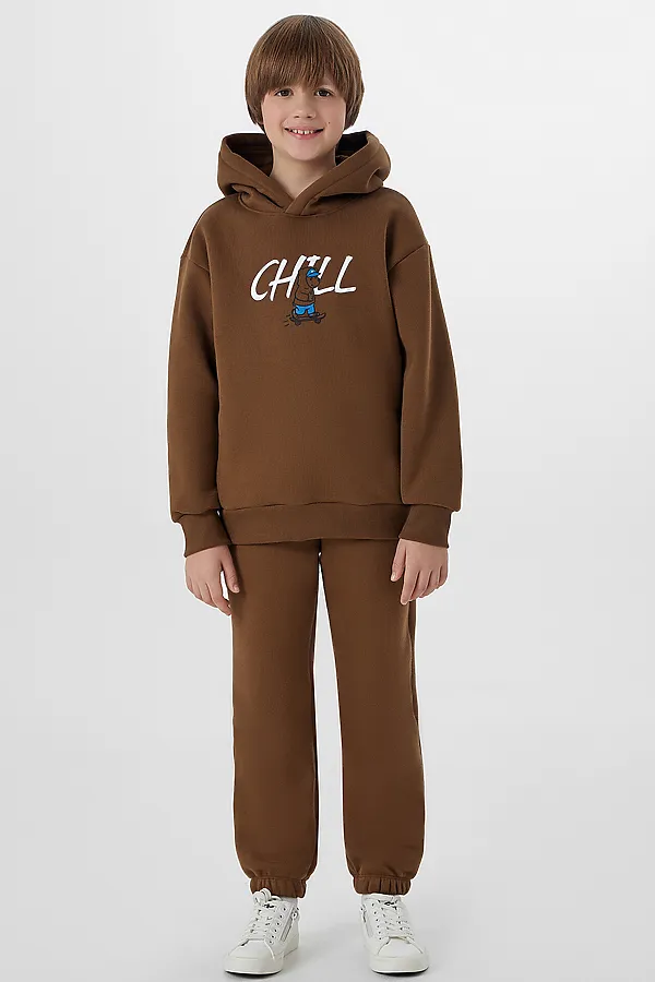 Комплект (Худи+Брюки) MARK FORMELLE, коричневый +печать - фото 1