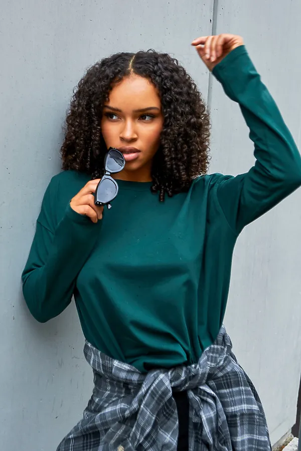 Лонгслив Лонг-оверсайз НАТАЛИ, темно-зеленый - фото 1