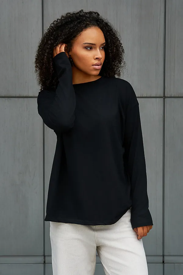 Лонгслив Лонг-оверсайз НАТАЛИ, черный - фото 1