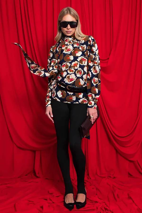 Блуза KOSMOS, синий/охра - фото 1