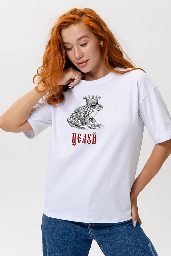 Футболка 8580 НАТАЛИ, белый+лягушка - фото 1