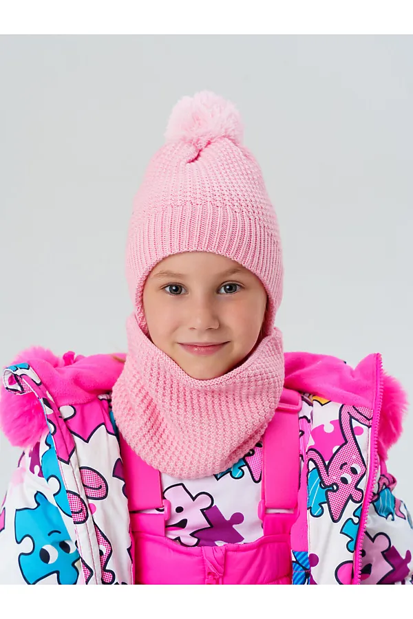 Комплект (Шапка+Снуд) PLAYTODAY, светло-розовый - фото 1