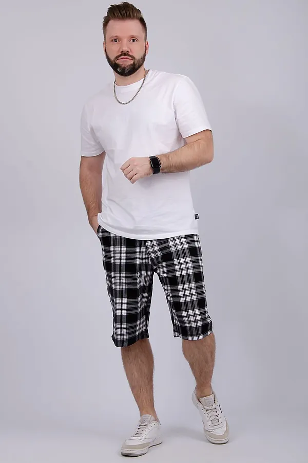 Шорты Прадо НАТАЛИ, бело-черная клетка - фото 1
