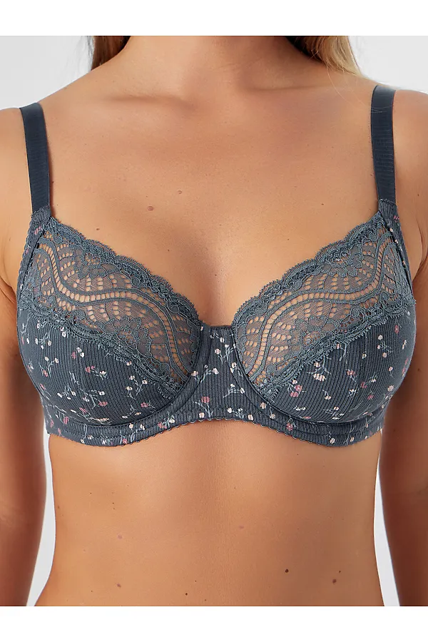 Бюстгальтер MARK FORMELLE, цветы на т.сером - фото 1