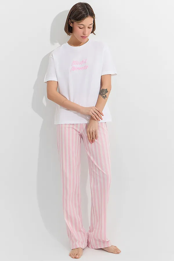 Пижама MARK FORMELLE, белый +розовая полоска - фото 1