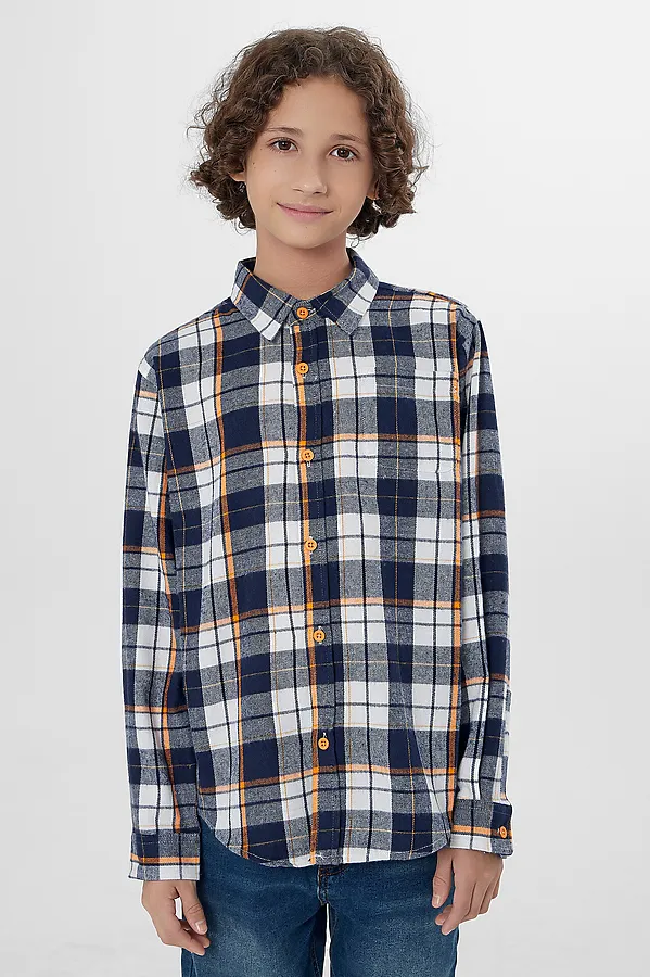 Рубашка MARK FORMELLE, синя-оранжевая клетка - фото 1
