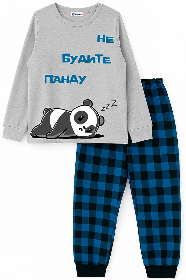 Пижама YOULALA, серый, синий - фото 1