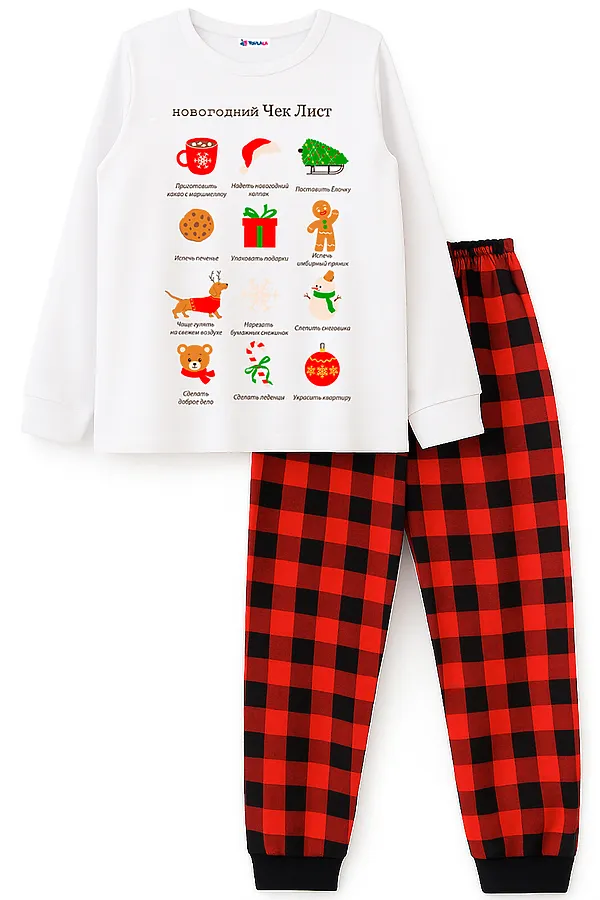 Пижама YOULALA, молочный, красный - фото 1