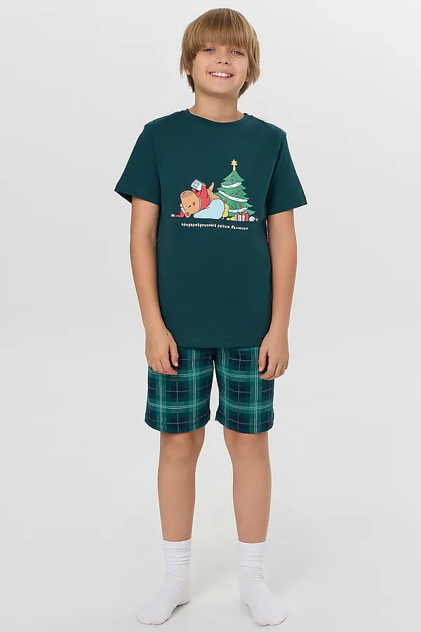 Пижама MARK FORMELLE, изумруд +сине -зеленая клетка - фото 1