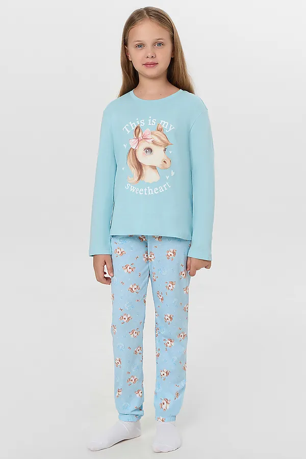 Пижама MARK FORMELLE, голубой +милые коники на голубом - фото 1