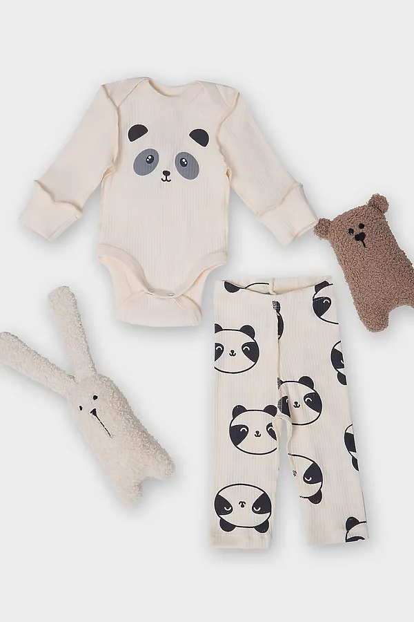 Комплект (Боди+Ползунки) MARK FORMELLE, молочный +панды на молочном - фото 1
