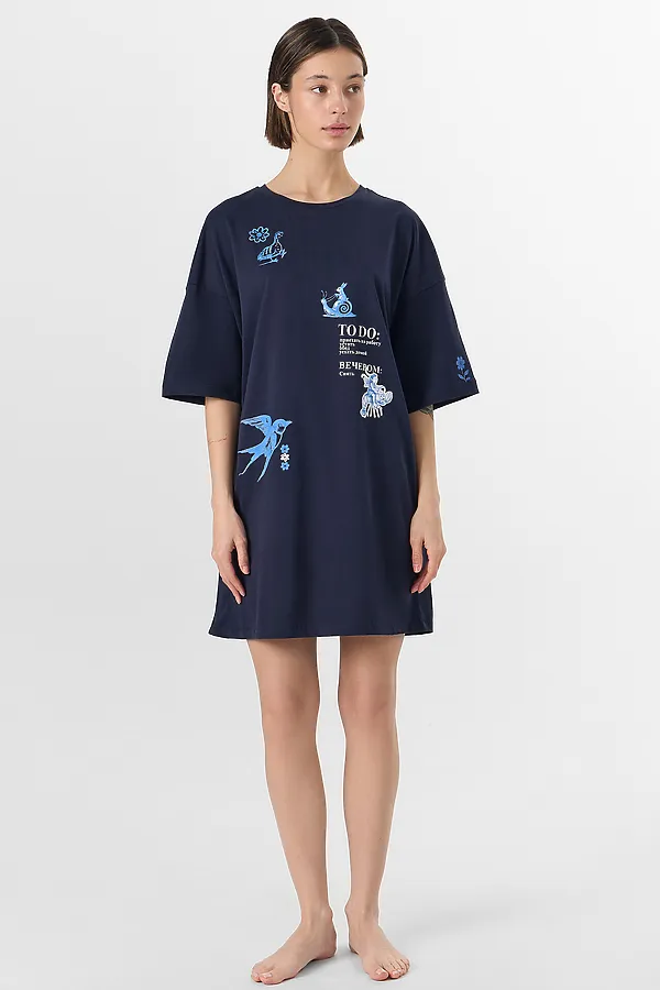 Туника MARK FORMELLE, т.синий +печать - фото 1