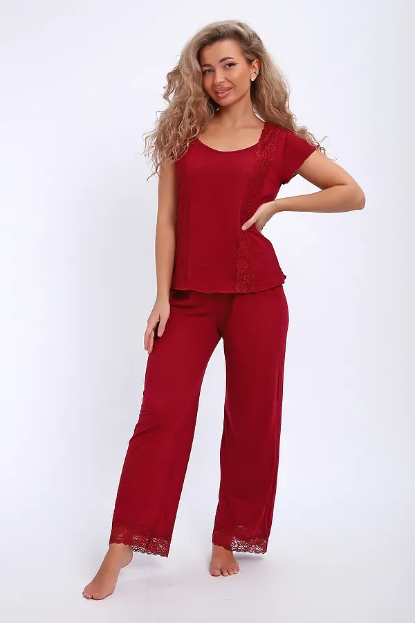 Пижама с брюками 29018 НАТАЛИ, бордовый - фото 1