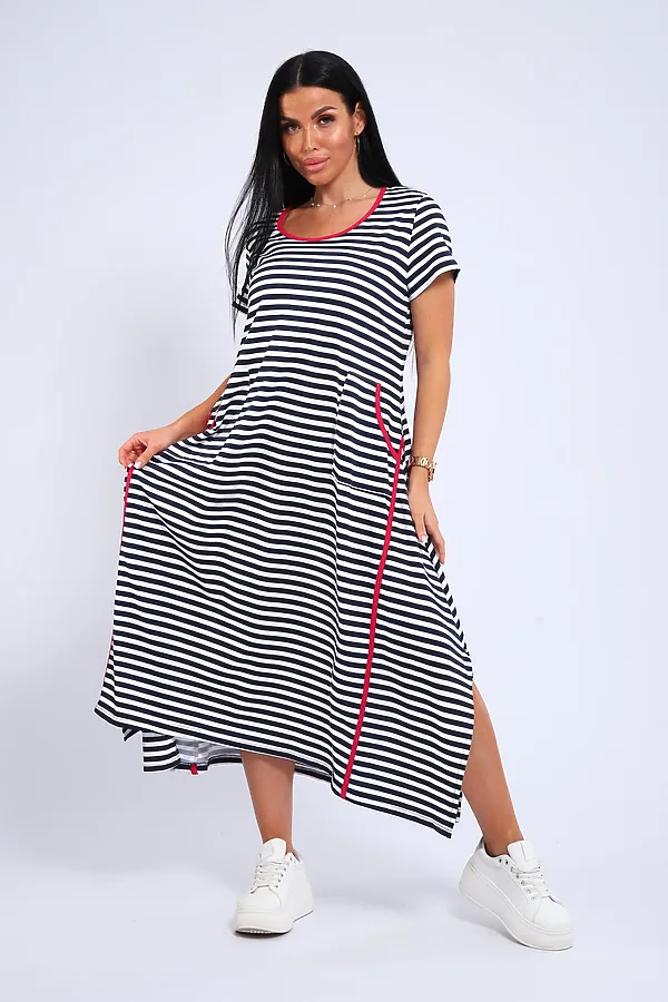 Платье с карманами USHI НАТАЛИ, полоса - фото 1