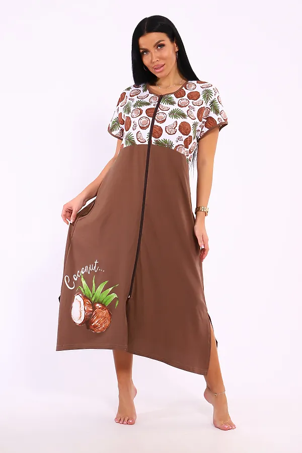 Халат Кокос НАТАЛИ, коричневый - фото 1