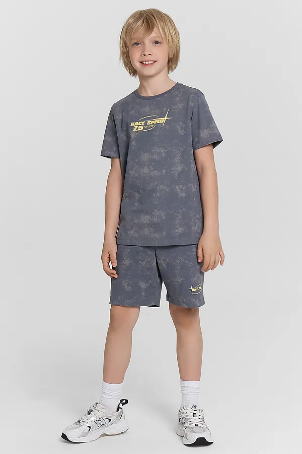 Комплект (Футболка+Шорты) MARK FORMELLE, т.серый acid wash +печать - фото 1