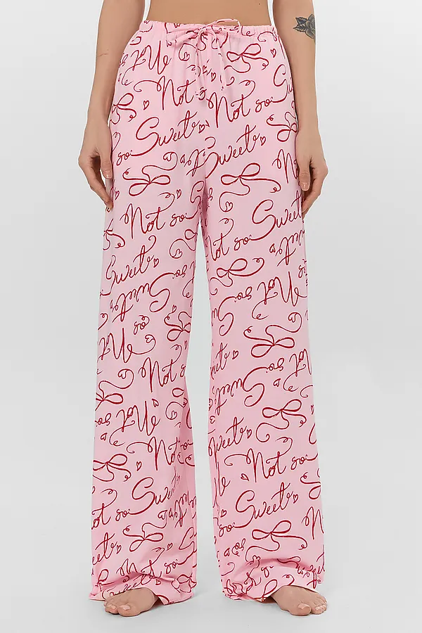 Брюки MARK FORMELLE, текст на розовом - фото 1