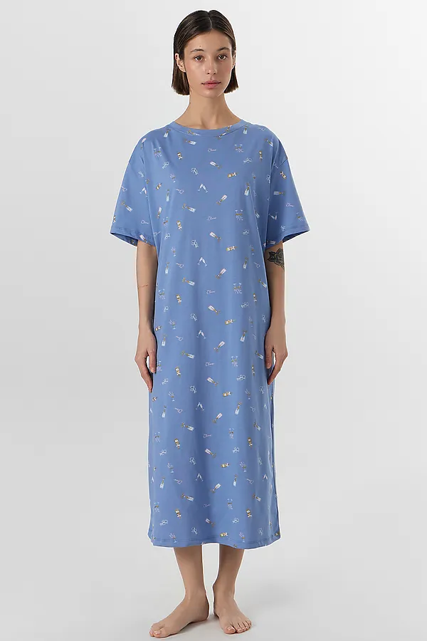 Сорочка ночная MARK FORMELLE, бокальчики на синем - фото 1