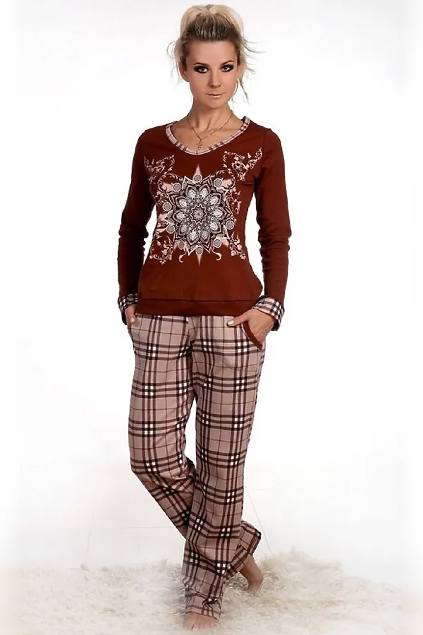 Костюм с брюками домашний НАТАЛИ, светло-коричневый - фото 1