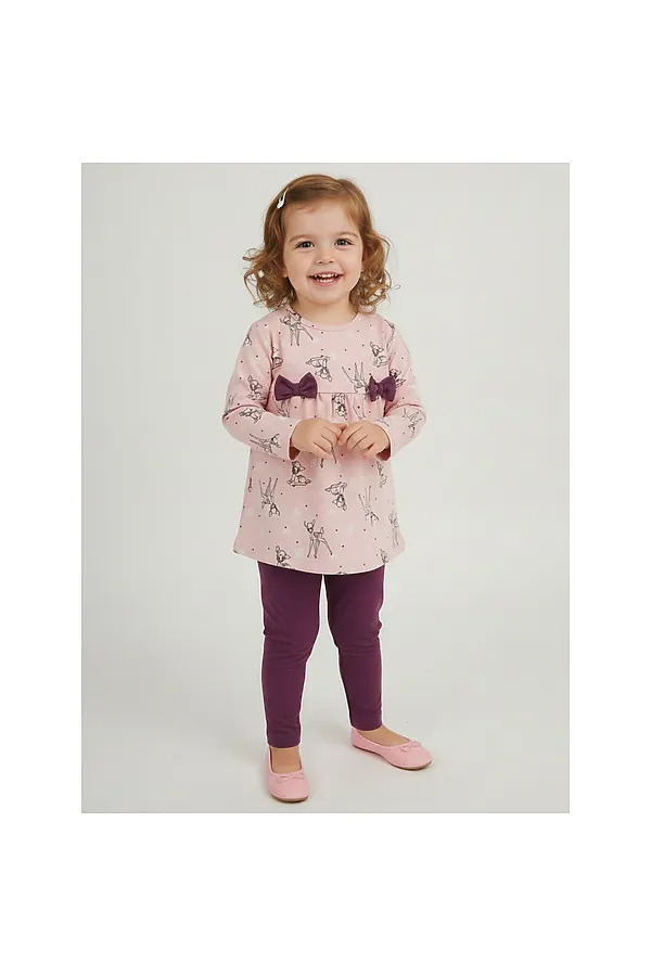 Комплект (Джемпер+Леггинсы) YOULALA, бежевый, сливовый - фото 1