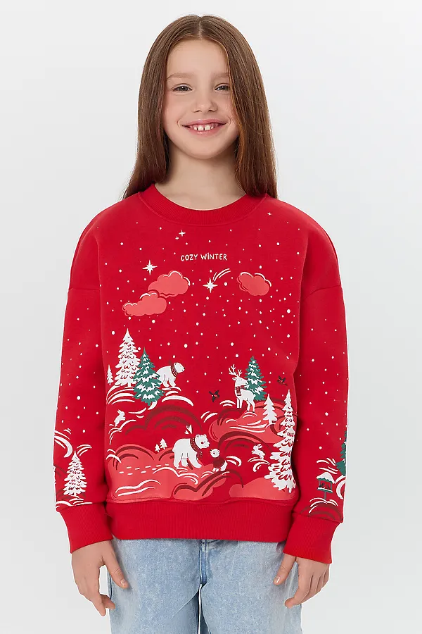 Свитшот MARK FORMELLE, красный +печать2 - фото 1