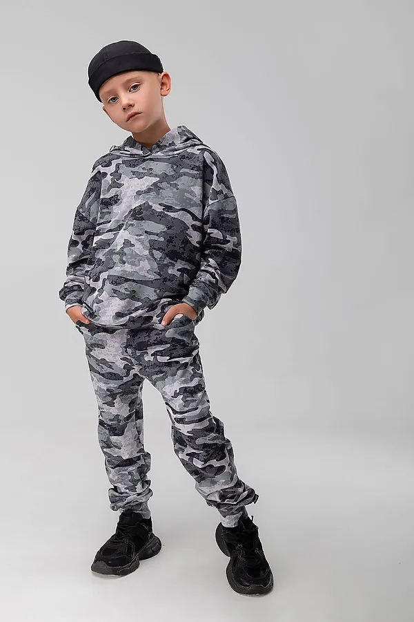 Костюм (Худи+Брюки) BODO, темно-серый камуфляж - фото 1