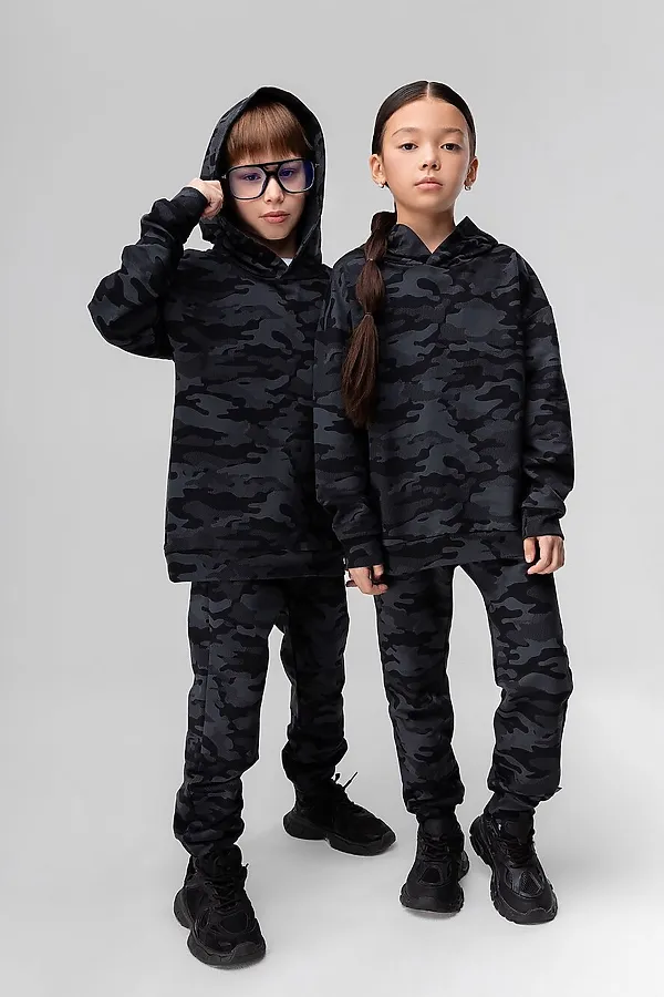 Костюм (Худи+Брюки) BODO, серый камуфляж - фото 1