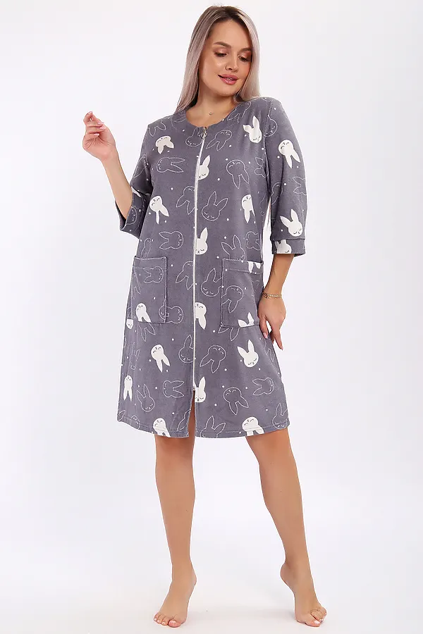 Халат махра 513 НАТАЛИ, графит - фото 1